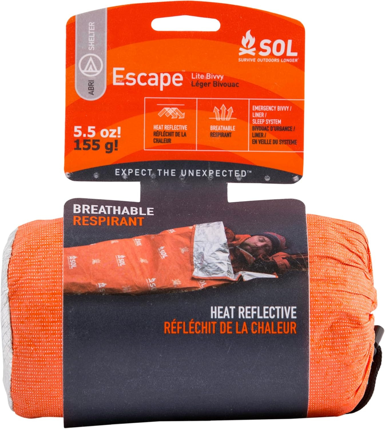 SOL Escape Lite Bivvy – Reflects up to 70% Body Heat – Waterproof Emergency Blan