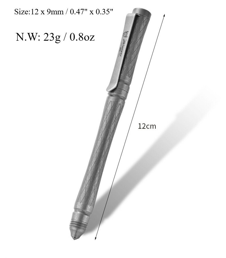 Titan Alloy Pen 4.7″ Ballpoint Pen with Pocket Clip Refillable Compact Size