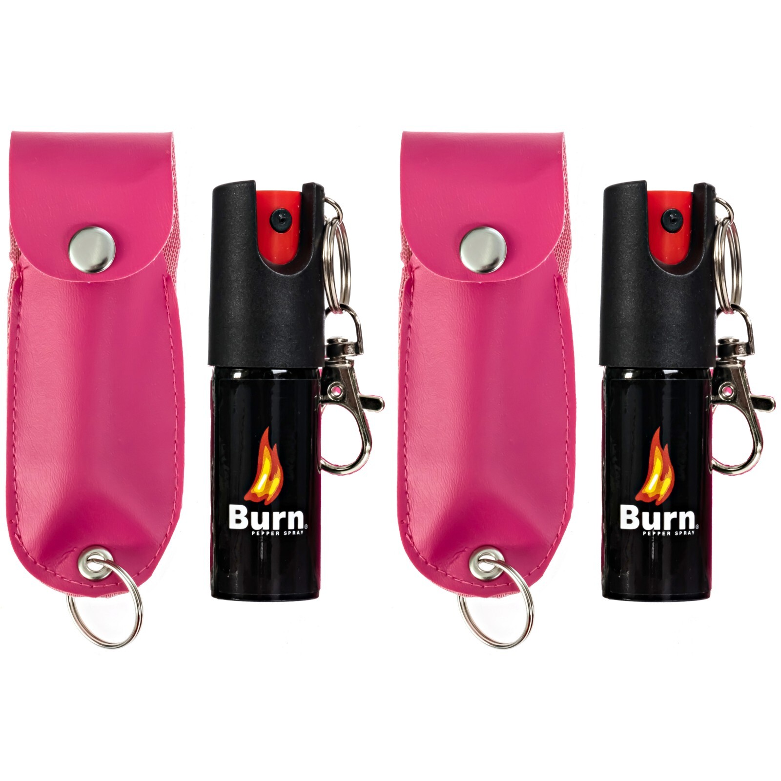 BURN Pepper Spray Keychain 1/2oz Self Defense in Pink Holster – 2 Pack