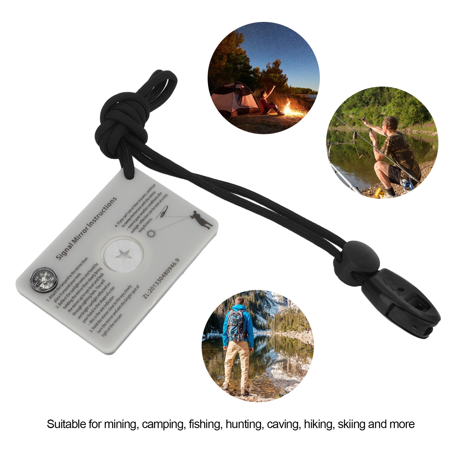 Survival Emergency Signal Mirror With Lanyard Reflector Glass Mirror Forˇ