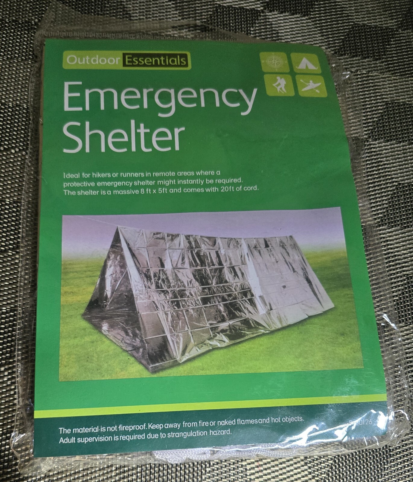 Outdoor Essentials Emergency Shelter Tent 8’x5′; Camping/Hiking; Remote Areas