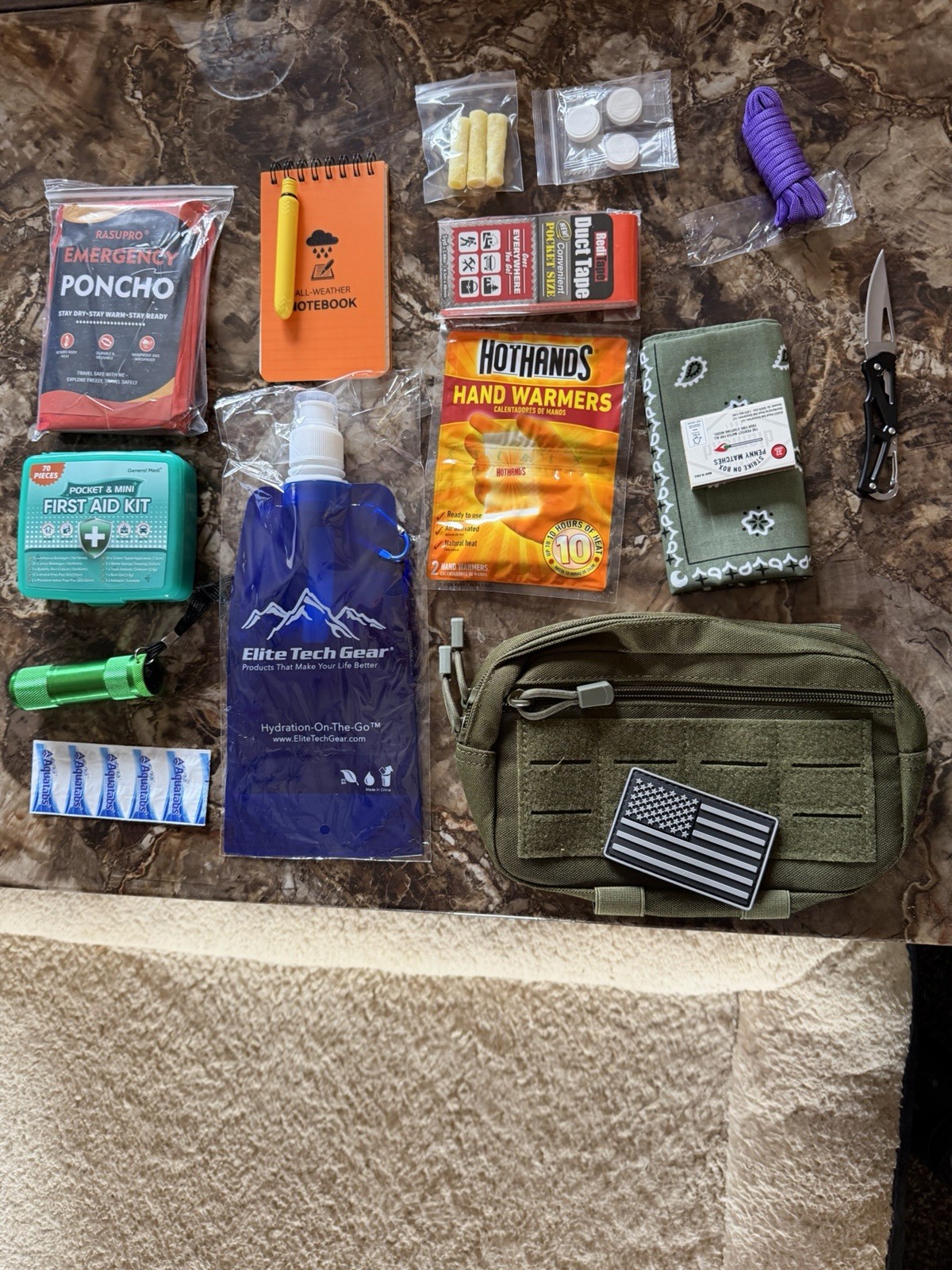 Emergency Kit First Aid, HotHands Poncho Knife Camping