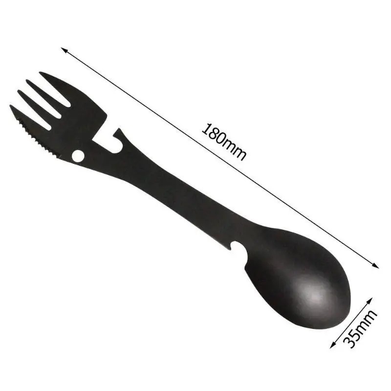 5-in-1 Camping Spork Multi-Tool Stainless Steel Fork Spoon Bottle Opener 3 Color