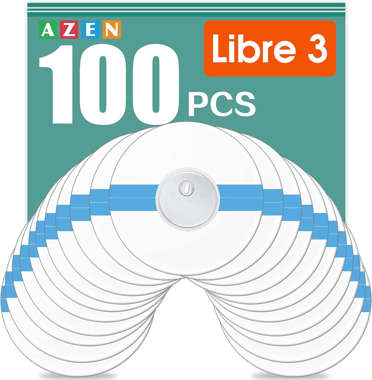 100 Pack Freestyle Sensor Covers for Libre 3, Waterproof Adhesive Patches, Adhe