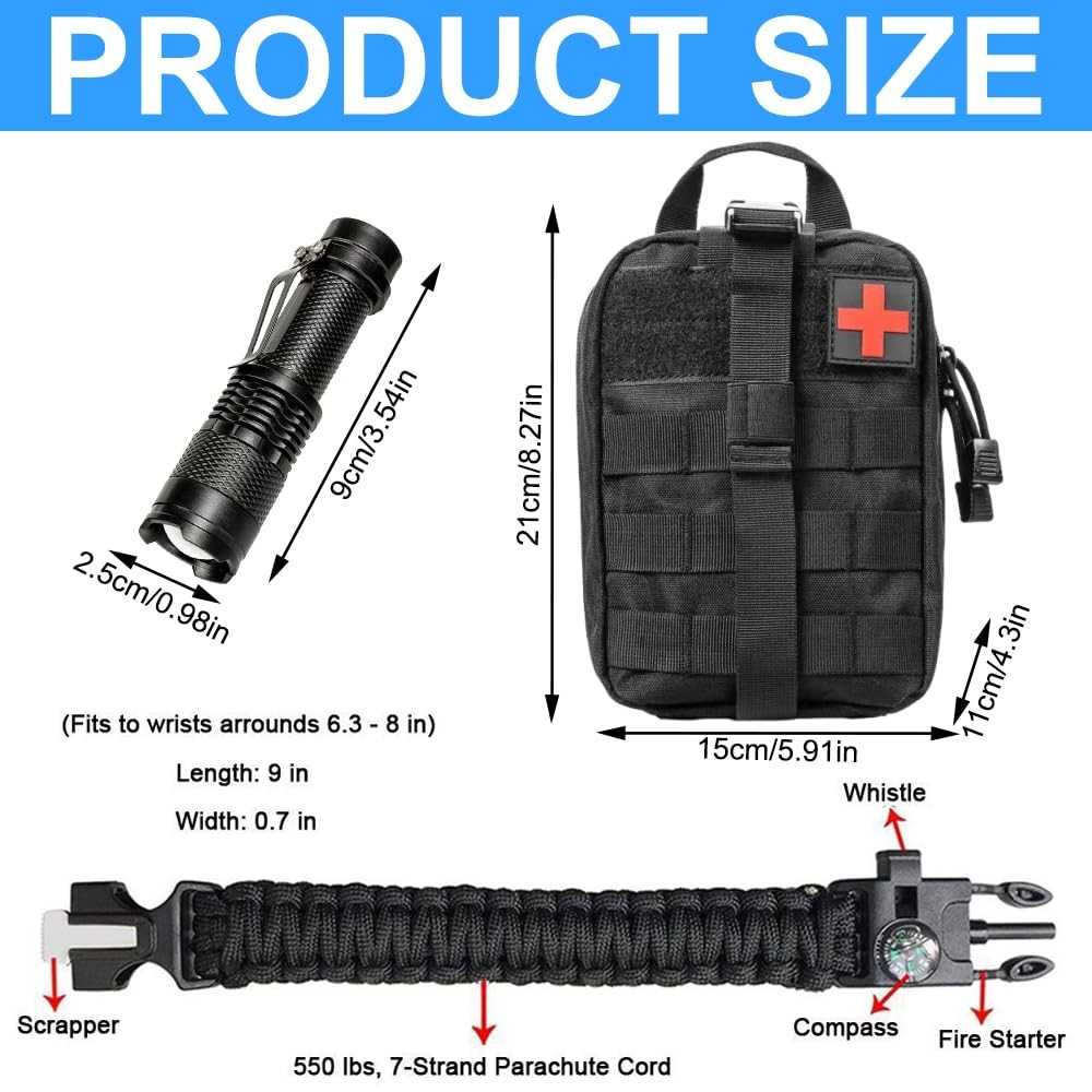First Aid Kit, Survival Kit with Survival Tool, Emergency Backpack Filled…