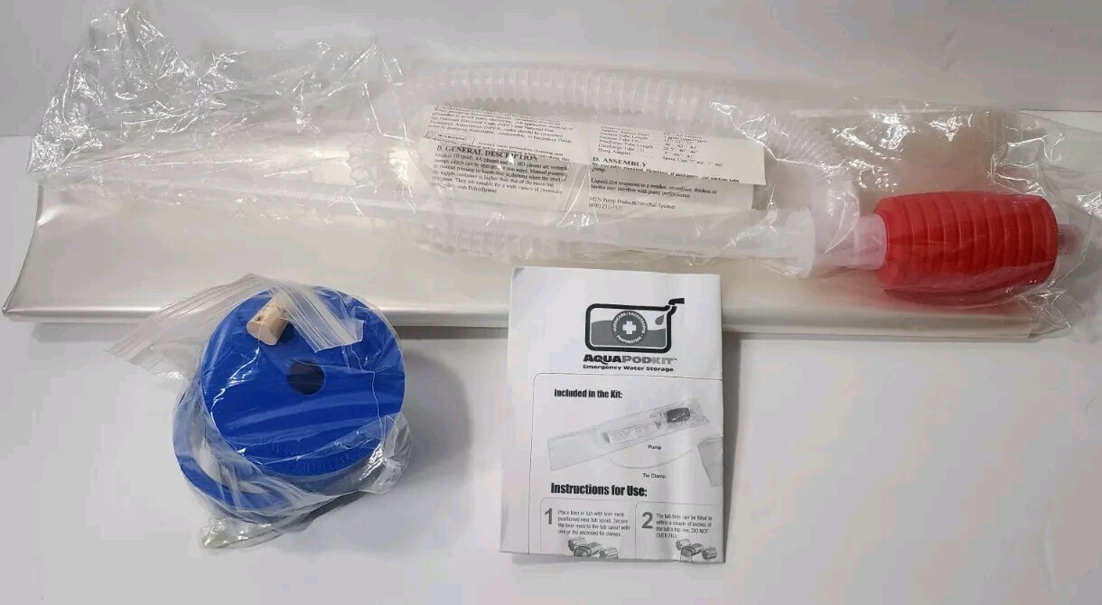 New Unused AquaPod Kit Temporary In-Home Bathtub Emergency Water Storage 65 Gal