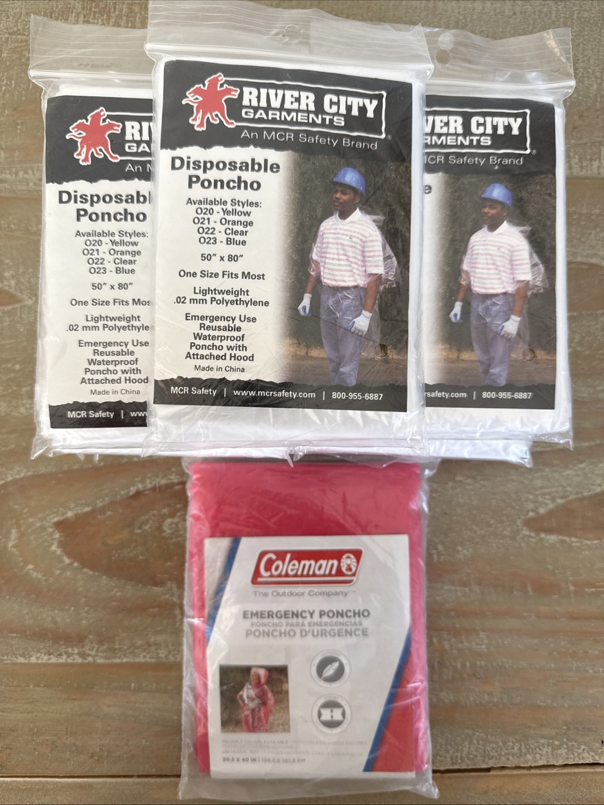 Lot Of 10 River City Garments Disposable Rain Clear Poncho