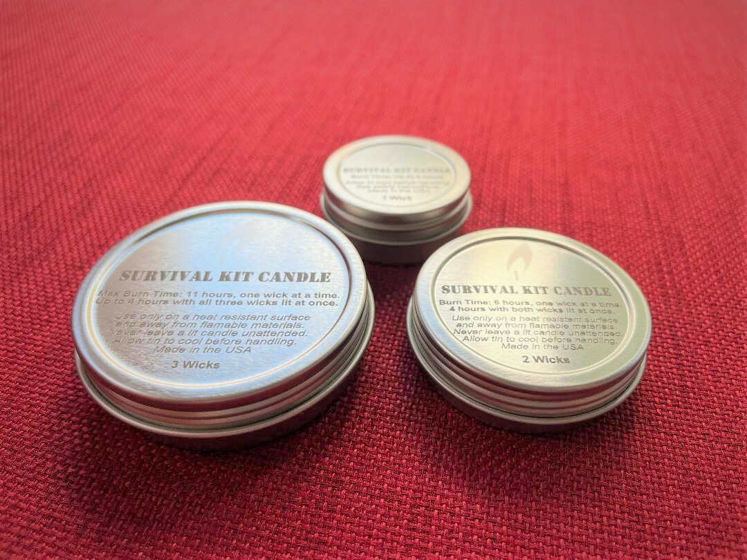 Survival Kit Candles, Set of Three Sizes. New Emergency Candles.