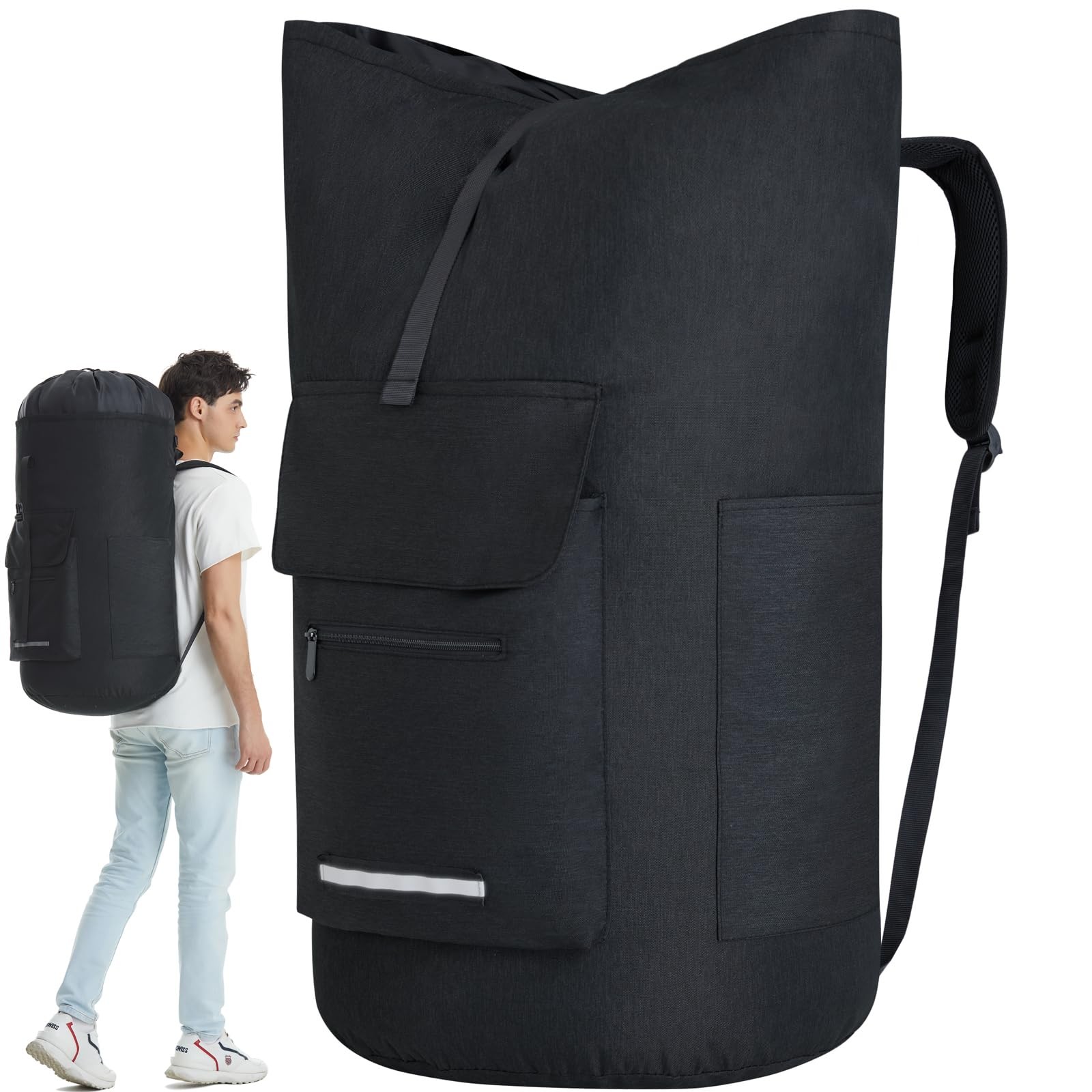 Laundry Bag Extra Large 115L, Backpack Bag, X-Large, 115L-Black