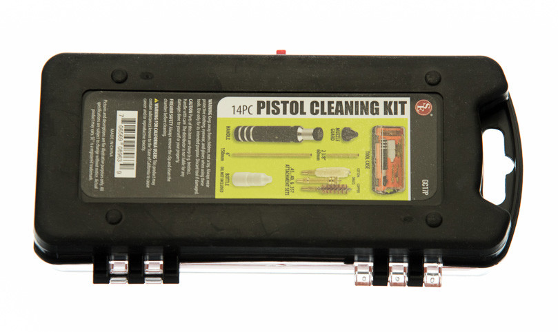 15 Piece Aluminum Handle Pistol Cleaning kit for 38, 357, 40, 45 Cal
