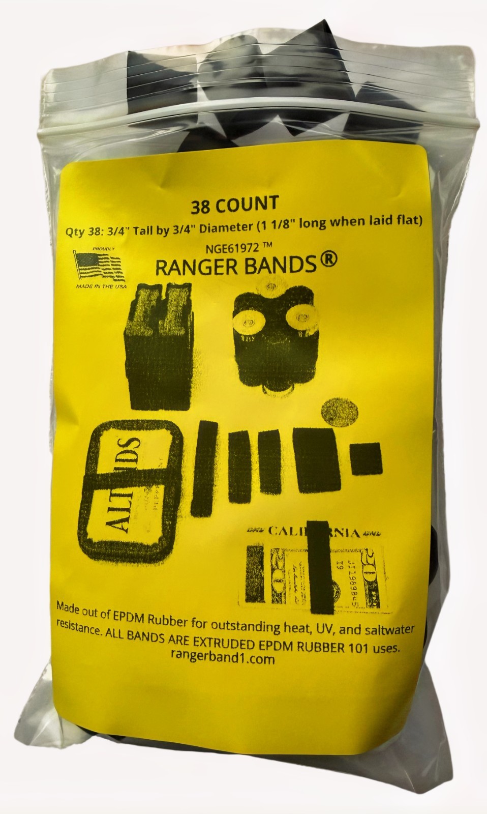 Ranger Bands® 38 Count High Tension 1 1/8″ lay flat 3/4″ wide Fits Surefire 6P