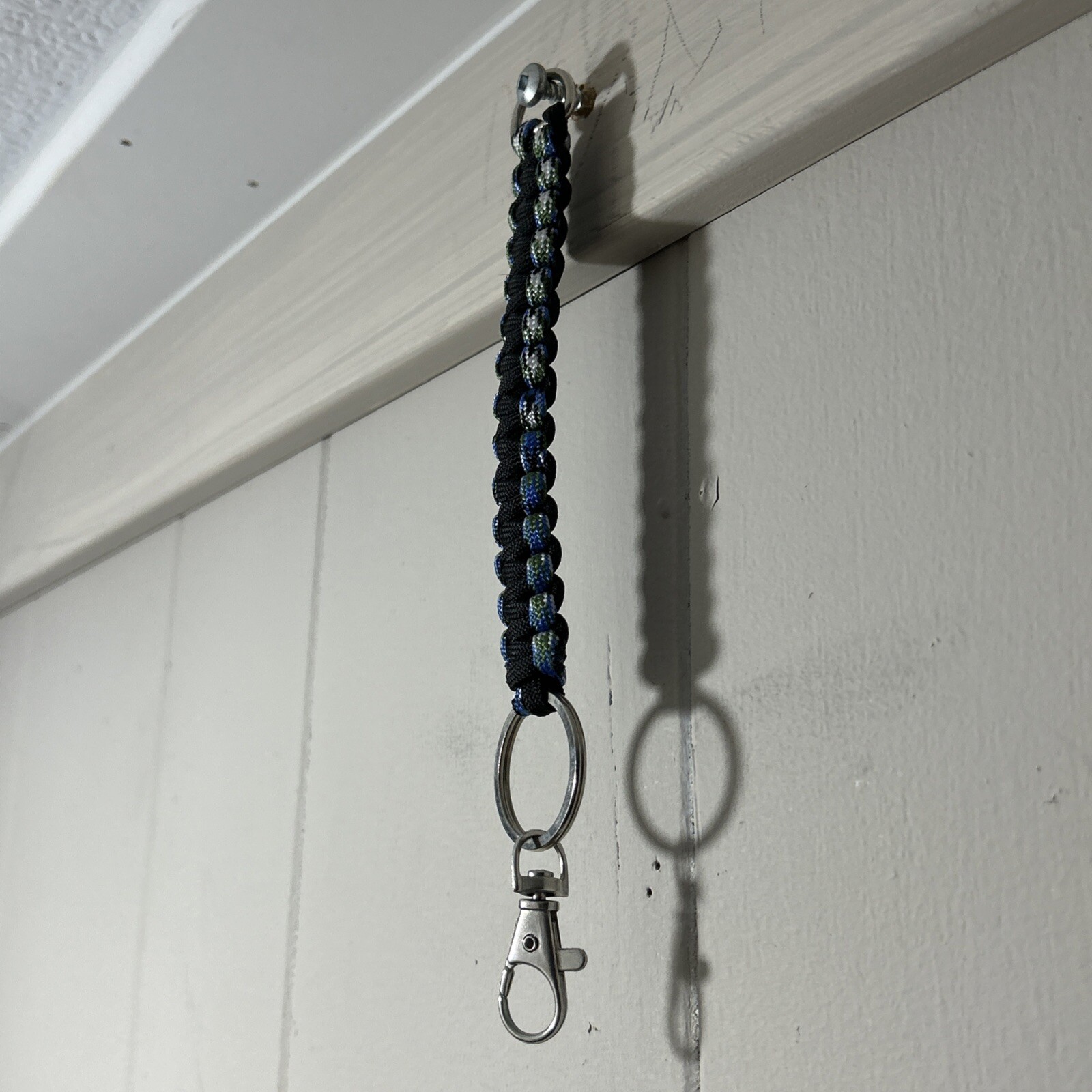 2Pcs Paracord Keychains Braided Paracord Lanyard Keychain Clip Blue Tint & Black