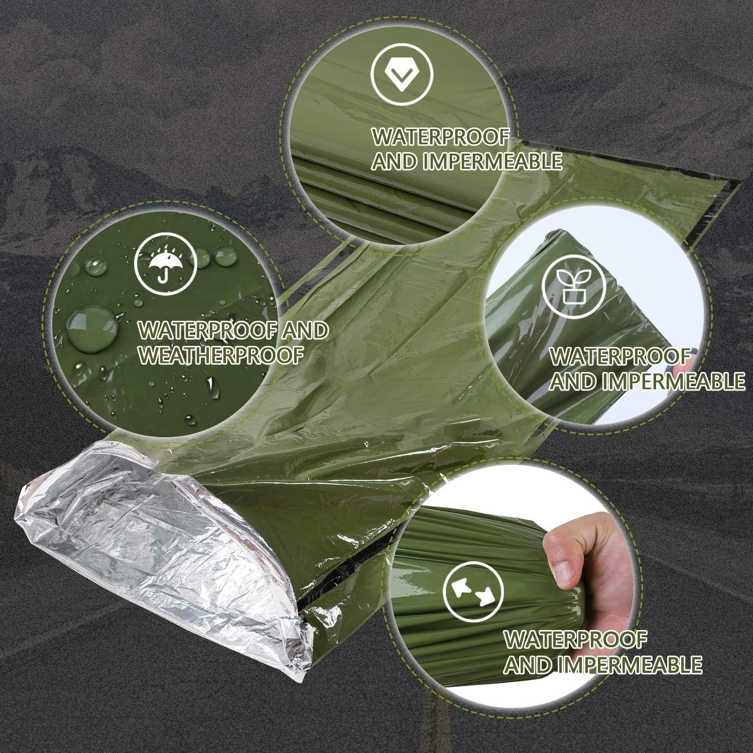 Emergency Gear Sleeping Bag Survival Bivy Space Blanket Outdoor Hiking Camping