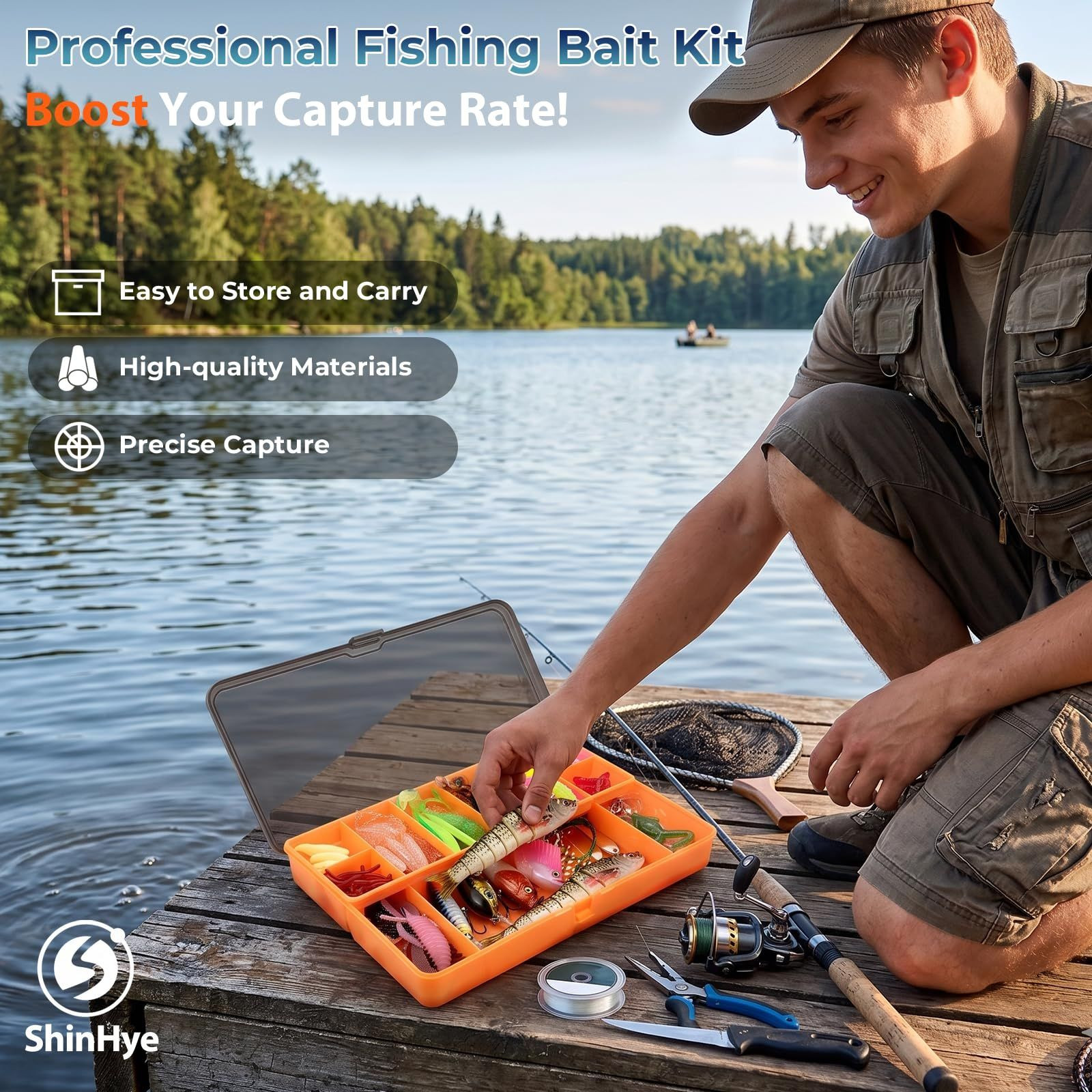 Fishing Lures – Kit Included 193Pcs 193Pcs-Orange, Colourful