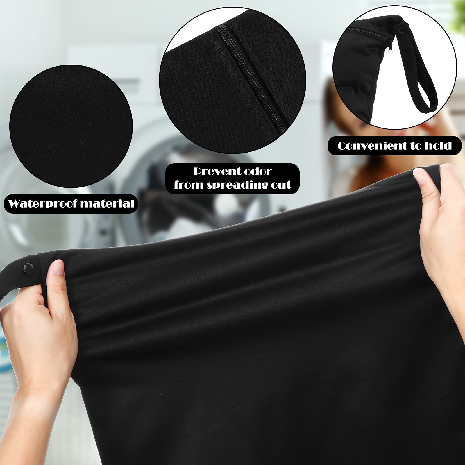 Shappy 2 Pack Large Travel Laundry Bags, Wet Dry Simple Style, Black