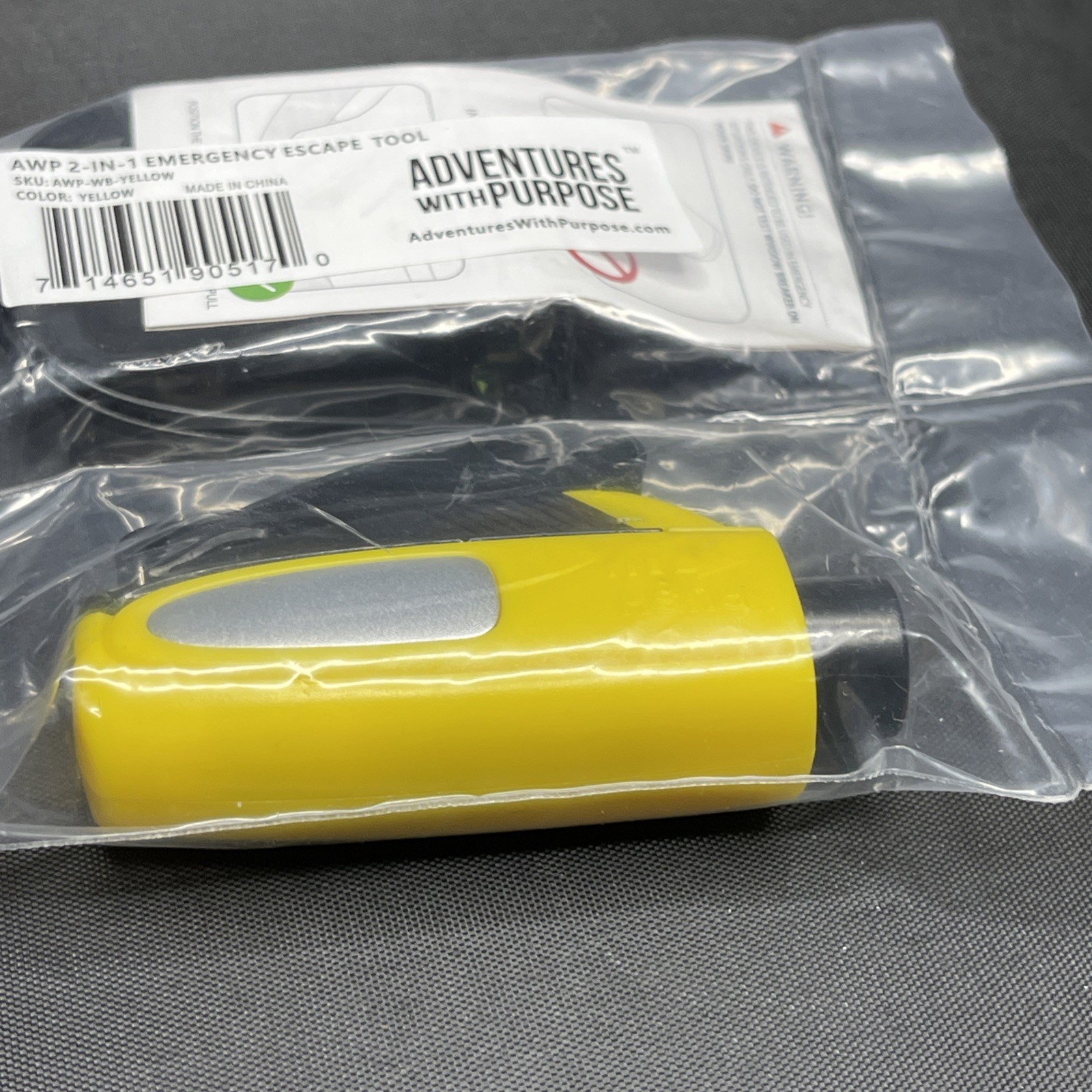 AWP 2-in-1 Emergency Escape Tool Window Breaker Seat Belt Cutter Yellow
