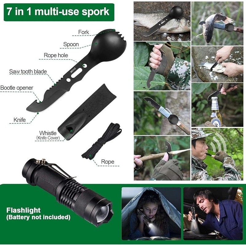 Tactical Survival Gear Kit 35-Piece Tools Portable Emergency Outdoor Adventure