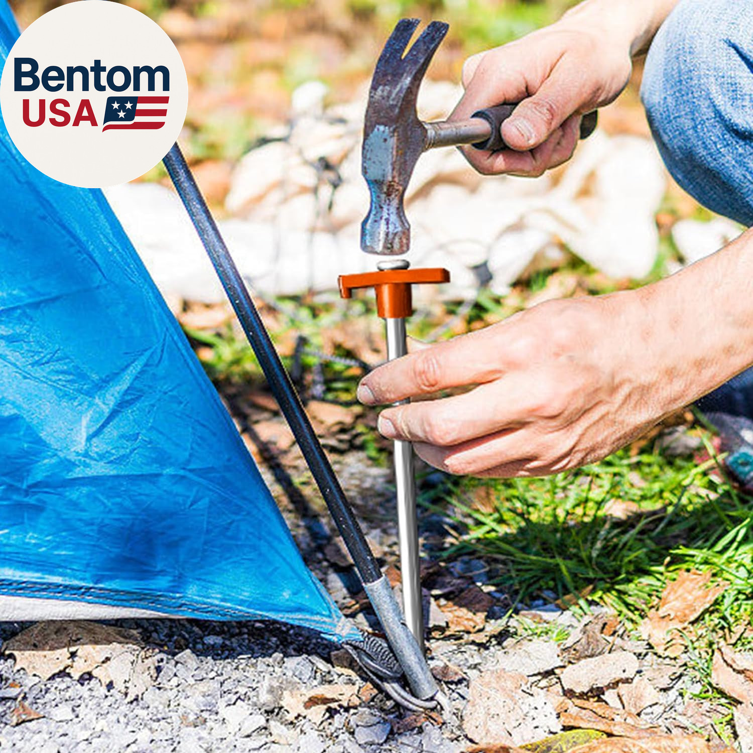 USA 10-Pack Secure Protection Galvanized Tent Stakes,Rust-Proof Steel Canopy Anc