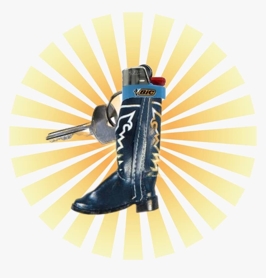 Black Boot Belt Bic Lighter Pouch Case Vial Keychain Keyring Cowboy Country Tool
