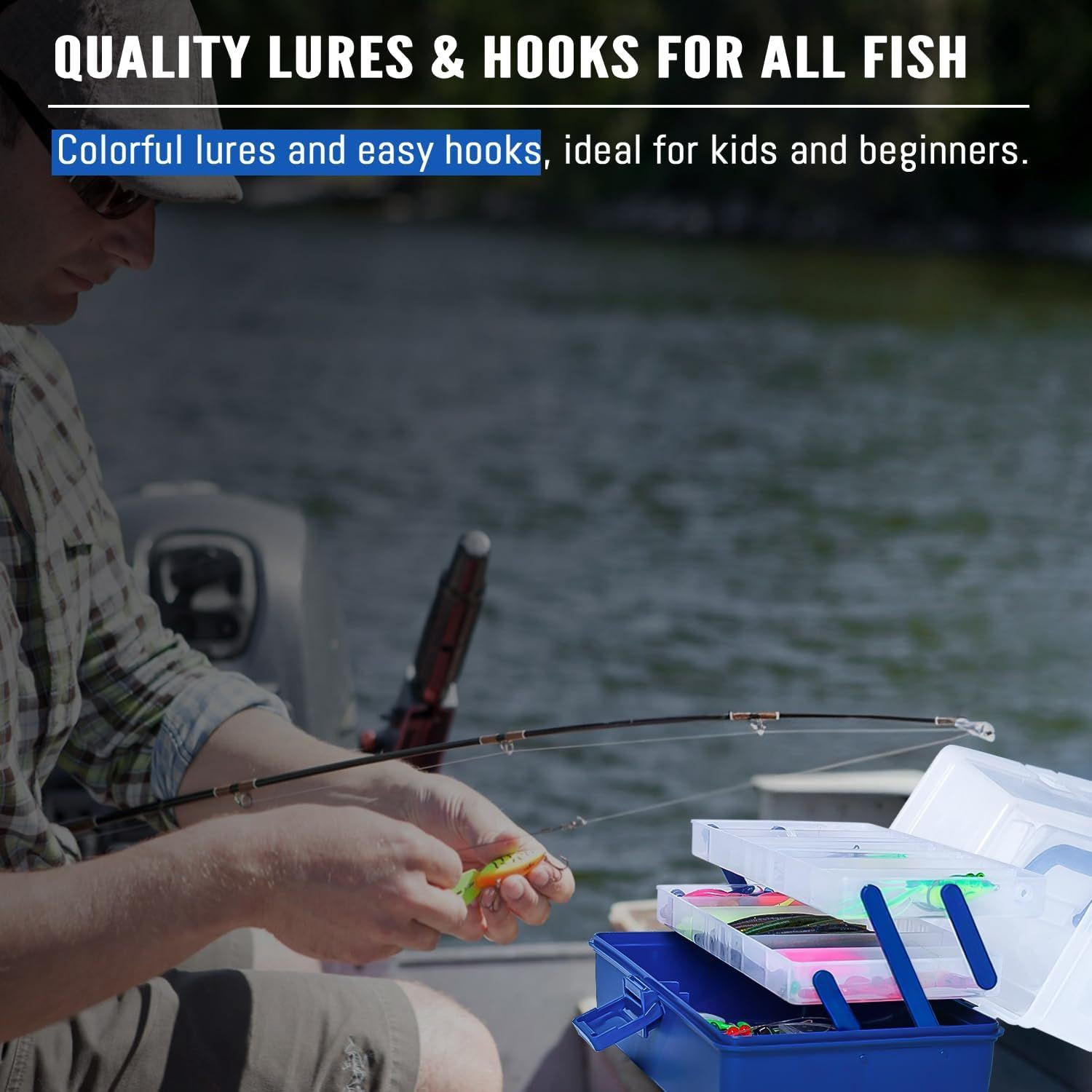 Vipfish 448-Pcs Fishing Lures Kit – Complete Large 448PCS-Blue, 448PCS-Blue