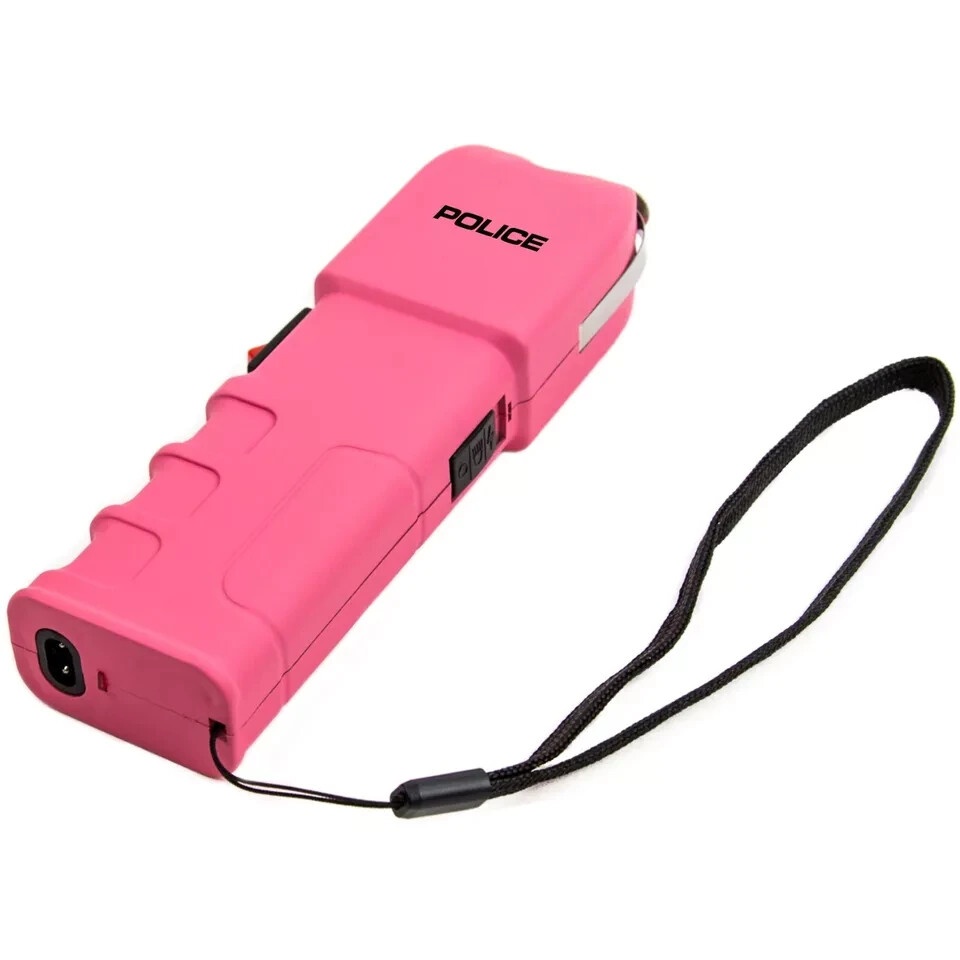 POLICE Stun Gun 928 Max Volt Heavy Duty Rechargeable LED Flashlight Pink