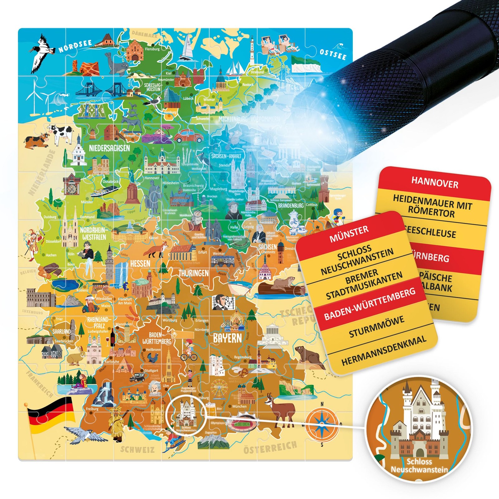 Discover Germany Exciting Geography Board Game with Magic UV Bag…