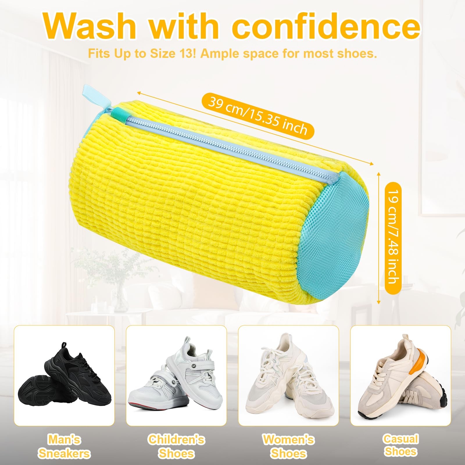MURAEL Shoe Washing Machine Bag,Laundry Bag For Washer And Yellow 2pcs