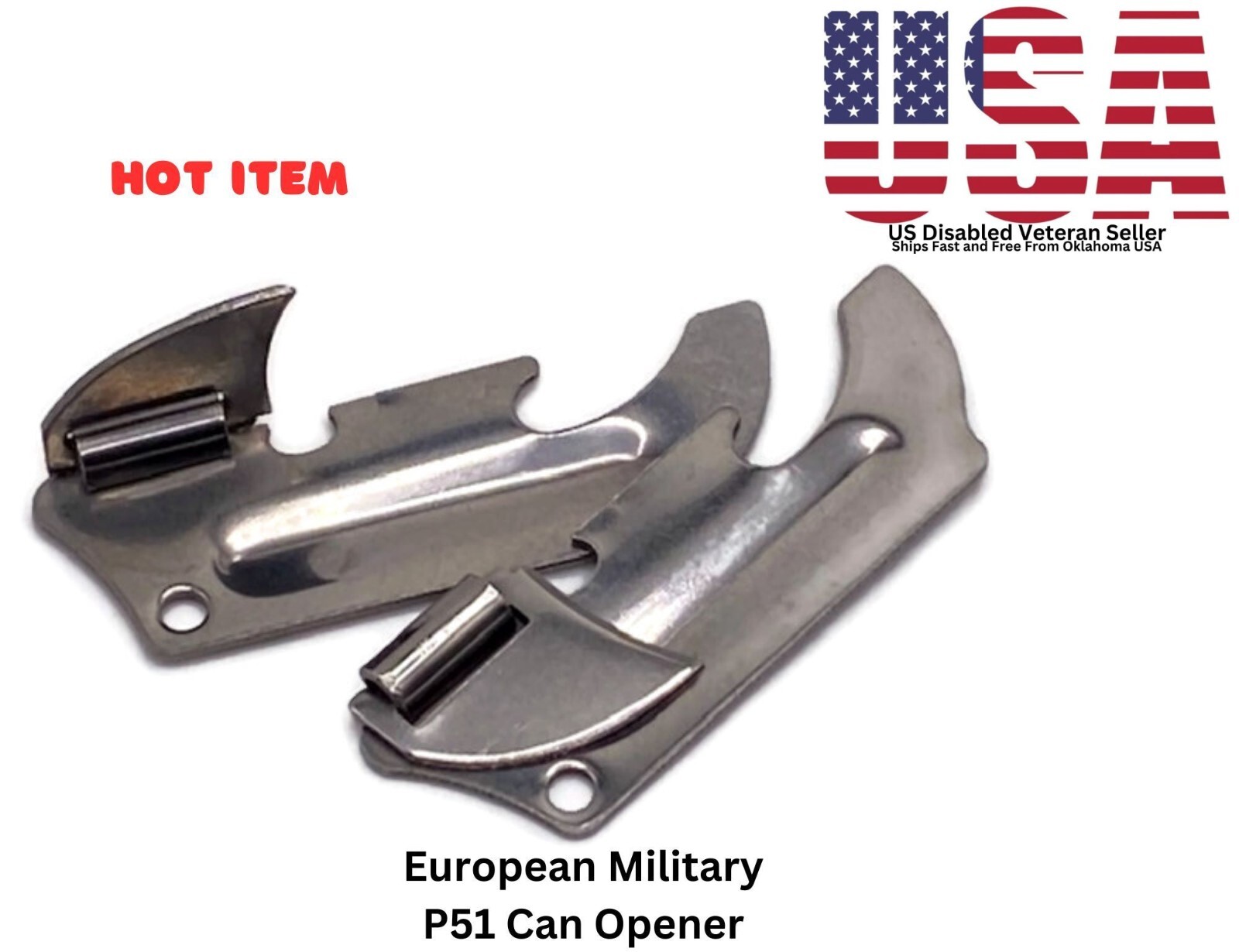 2 Each European British Military P51 Can Openers Ships Free From Oklahoma USA