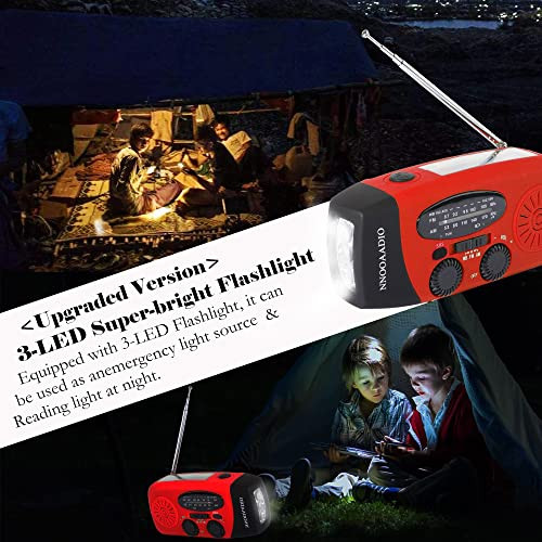 7400 mWh SOS Alarm Emergency Weather Radio, 3LED Type-C Hand Crank Solar