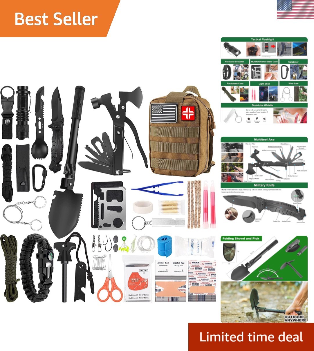 142-Pc Survival and First Aid Kit – Ultimate Outdoor Safety Gear for Adventurers