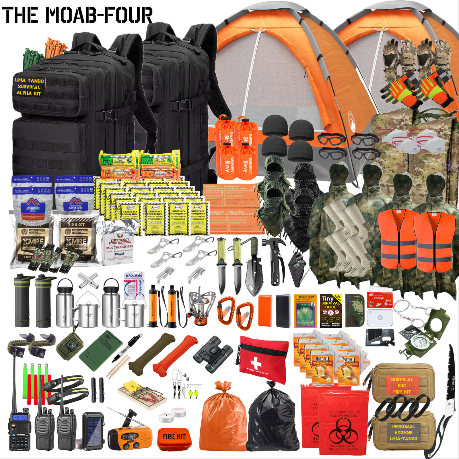 72+ Hour 4-Man Emergency / Survival Kit / Bug Out Bag / Tactical Backpack