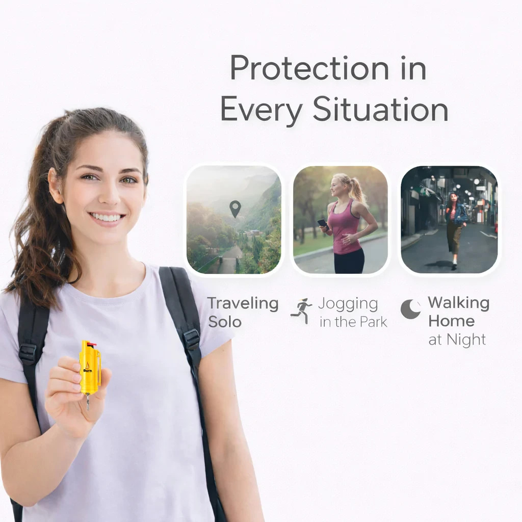 BURN Pepper Spray Keychcain Self Defense 1/2oz Security Case Yellow – 2 PACK