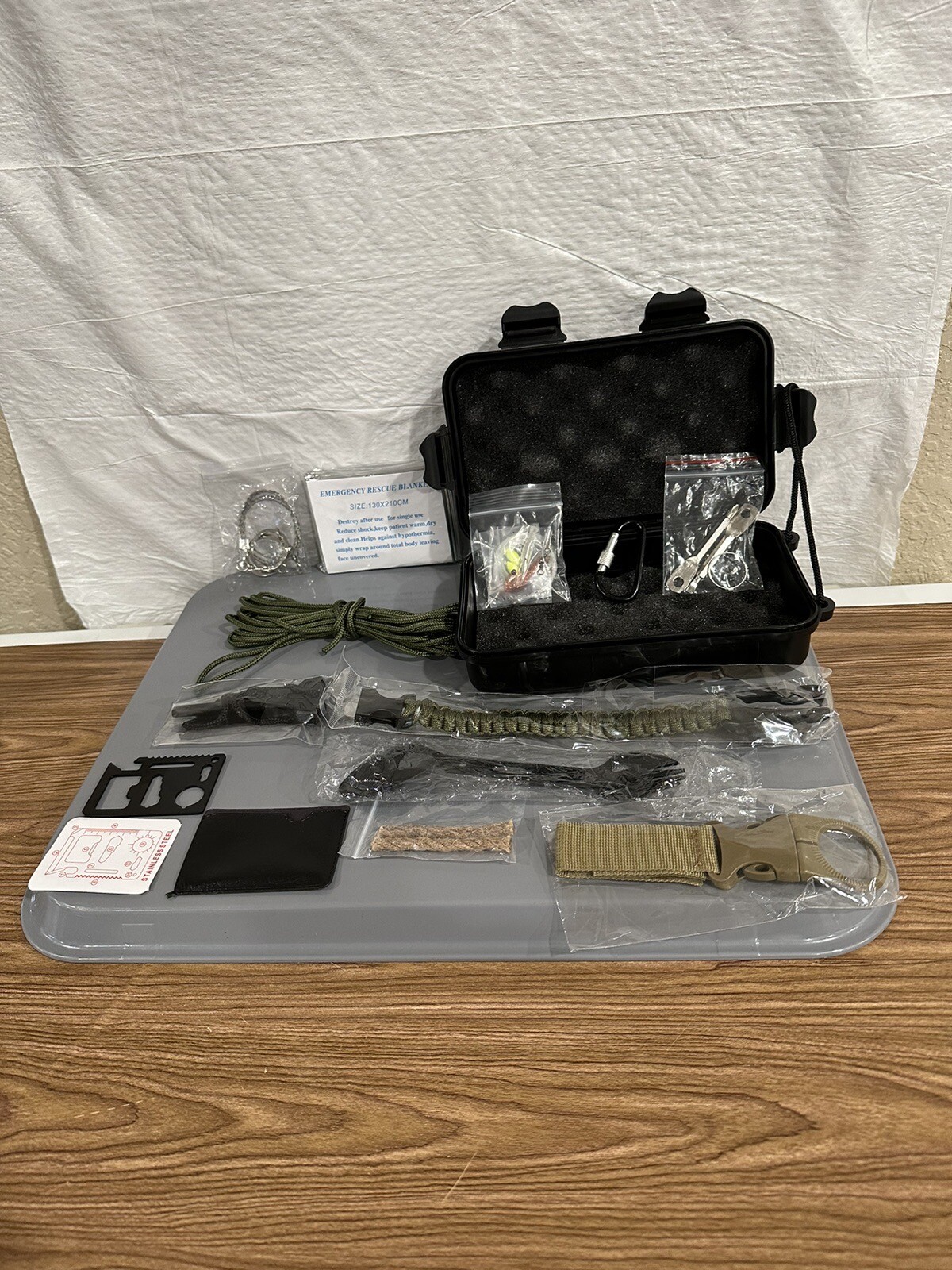 new survival kit in hard black case