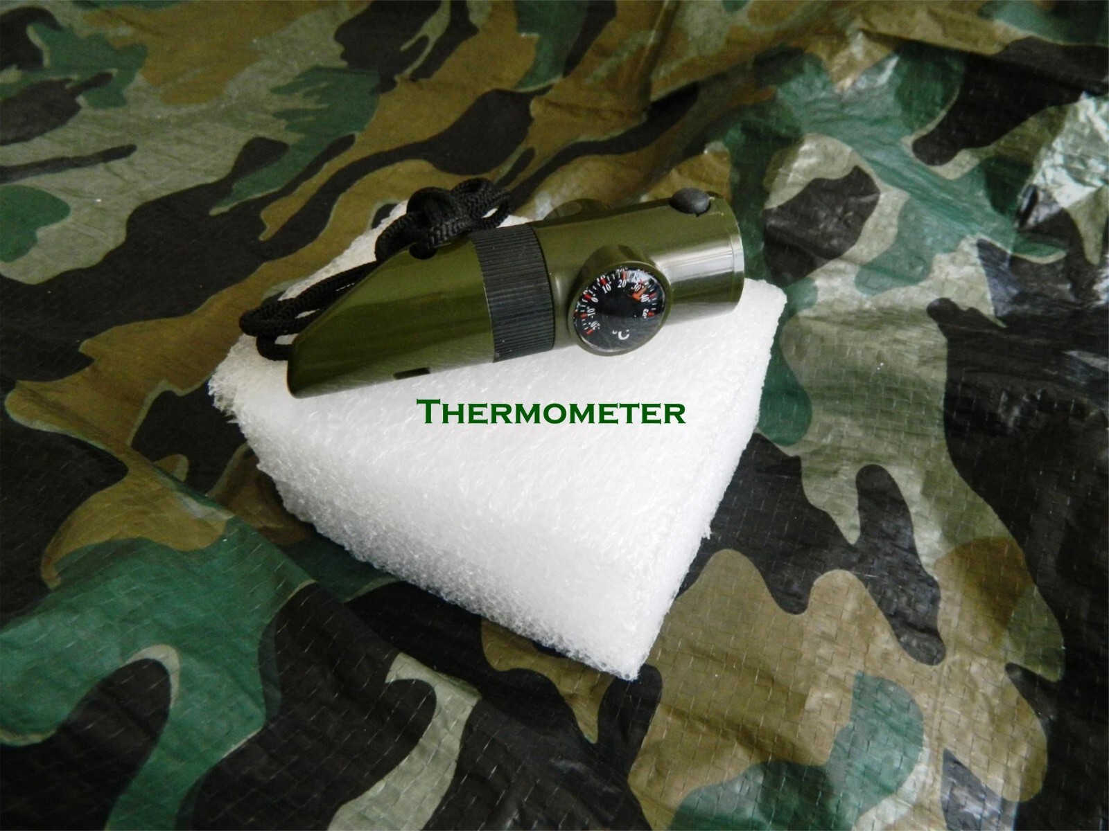 TWO (2) 10 IN 1 SURVIVAL WHISTLES WITH THERMOMETER COMPASS LED MORE FREE SS SAW