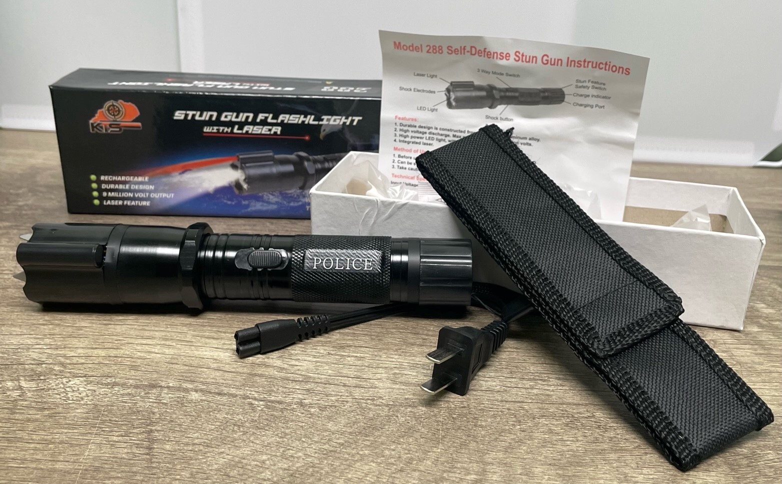 Kentucky Tactical STUN GUN Electric TYPE 288 LED LASER Police Style Self Defense