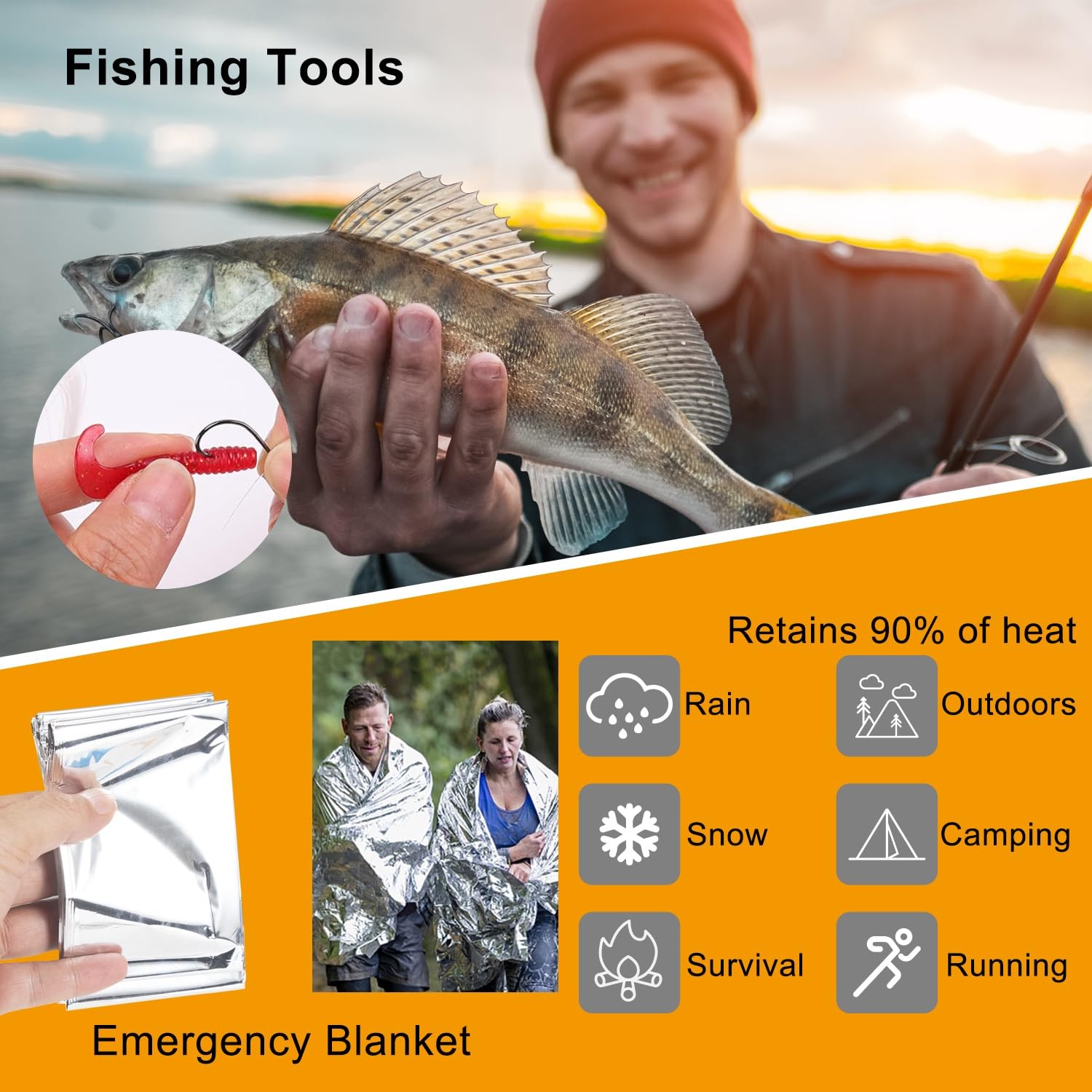11-in-1 Emergency Survival Kit for Men, Outdoor Gear Camping Large, black
