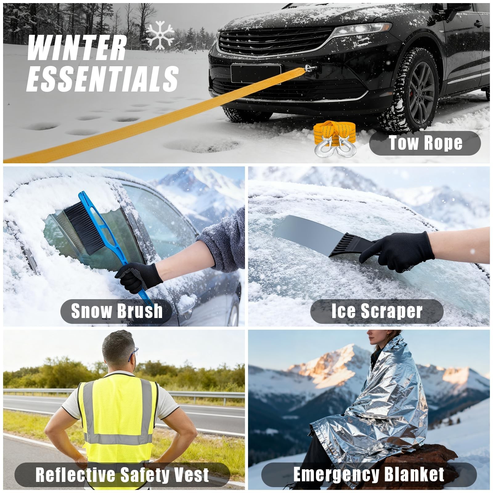 AUTODECO Roadside Emergency Car Kit Winter Road Trip Assistance Vehicle Safet…