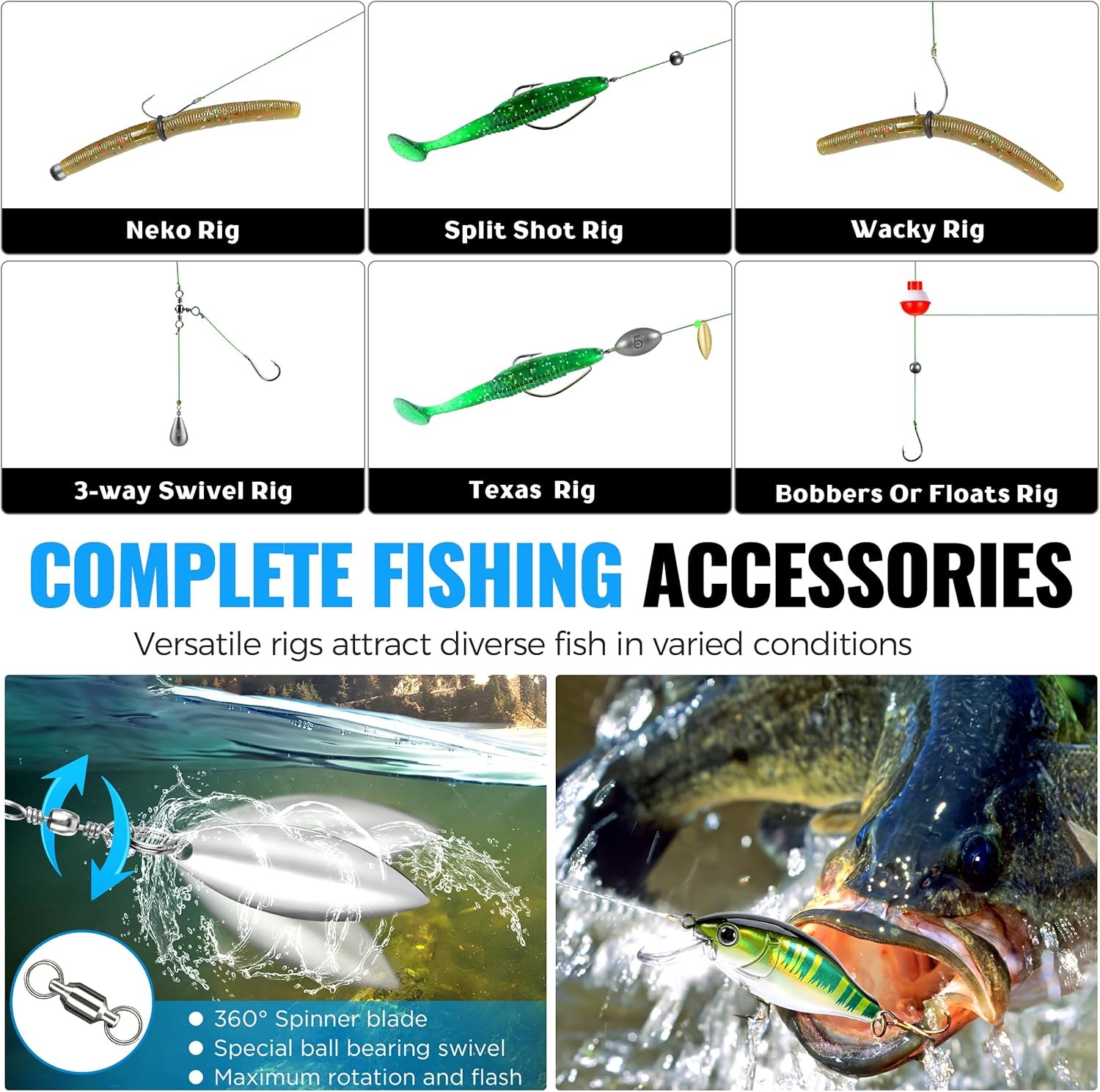 472PCS Fishing Accessories Kit, Waterproof Tackle Box