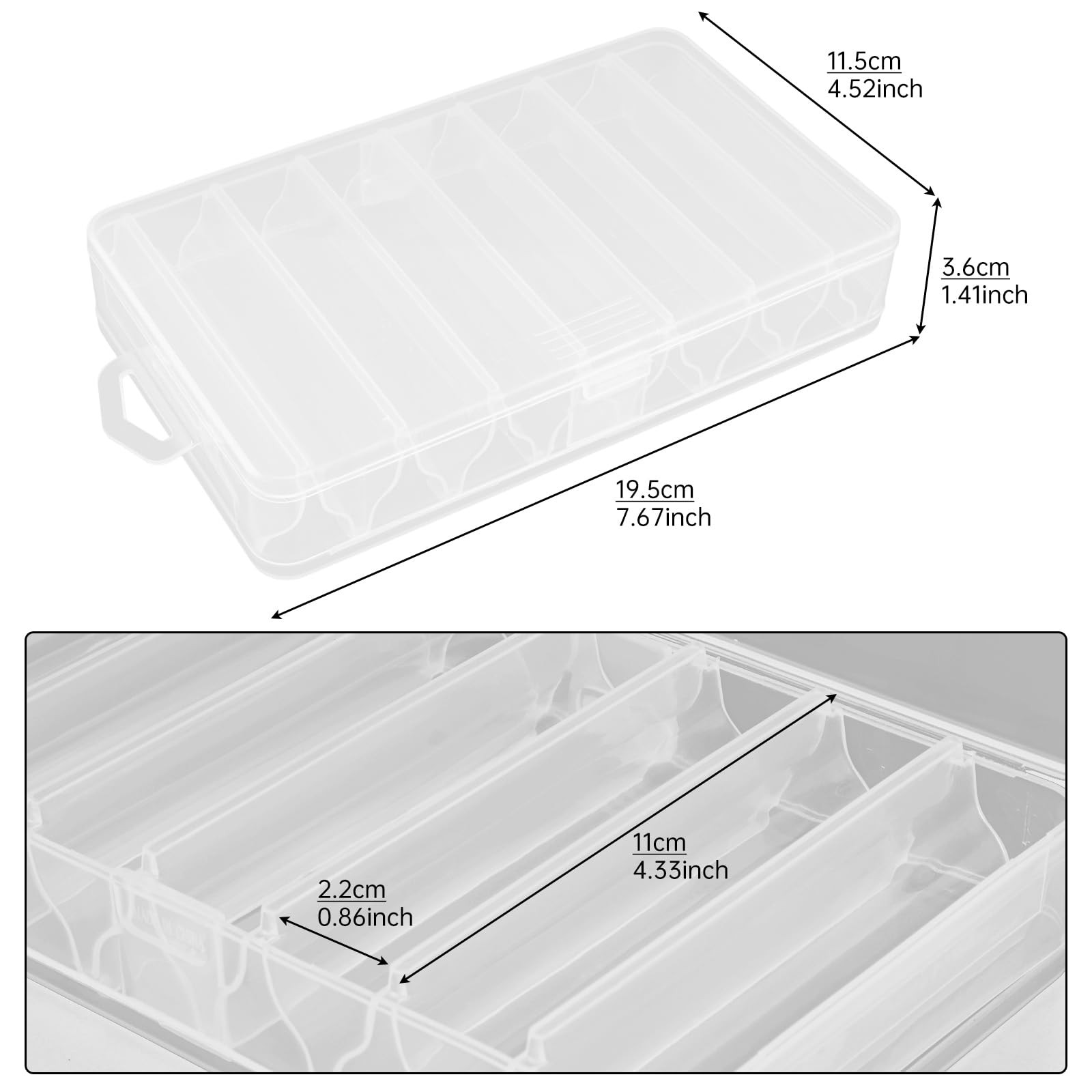 OriGlam Fishing Lure Box Tackle Storage Trays – Double Side 14 Clear