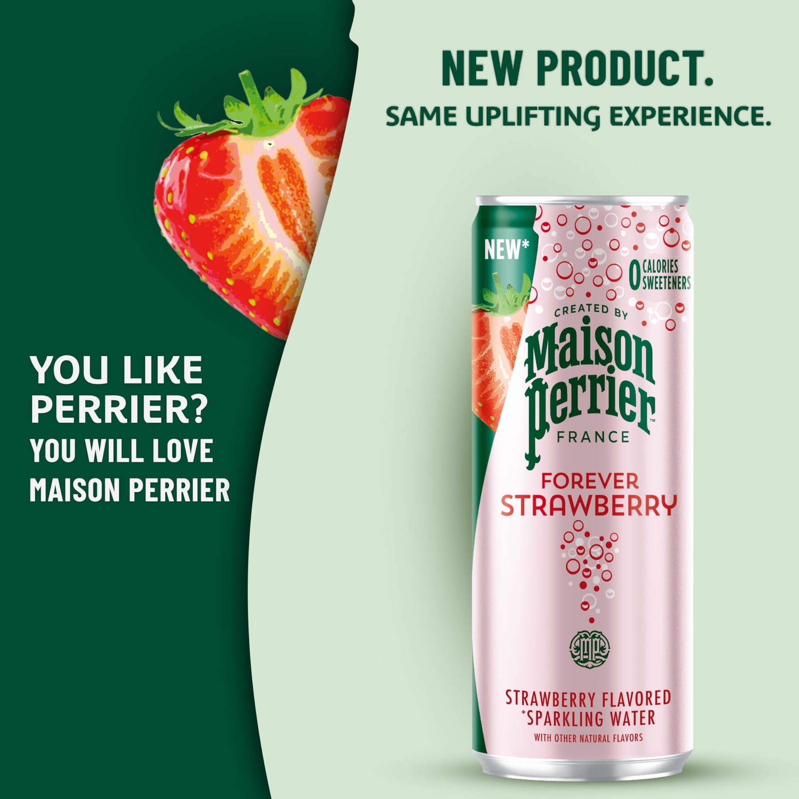Maison Perrier Forever Strawberry Flavored Sparkling Water 11.15 Fl Oz Cans 8…