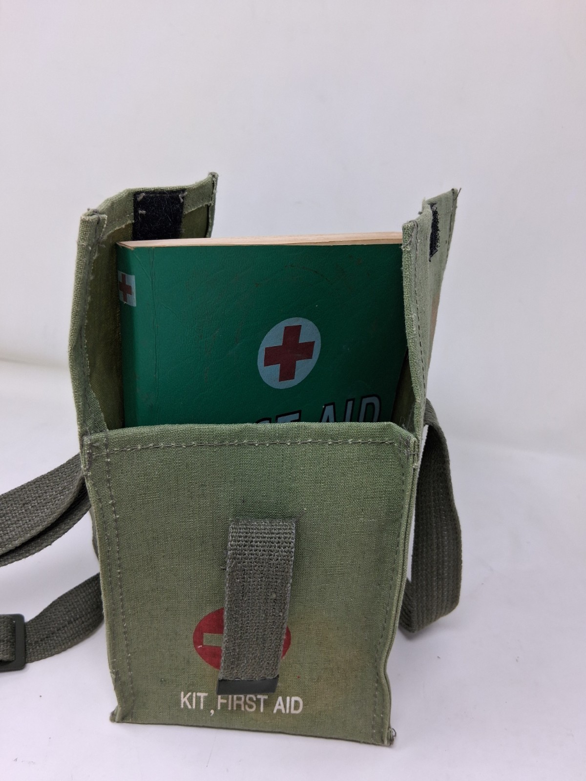 Vintage First Aid Kit Olive Drab Outdoor Jungle Survival Gear BAG + BOOK ONLY