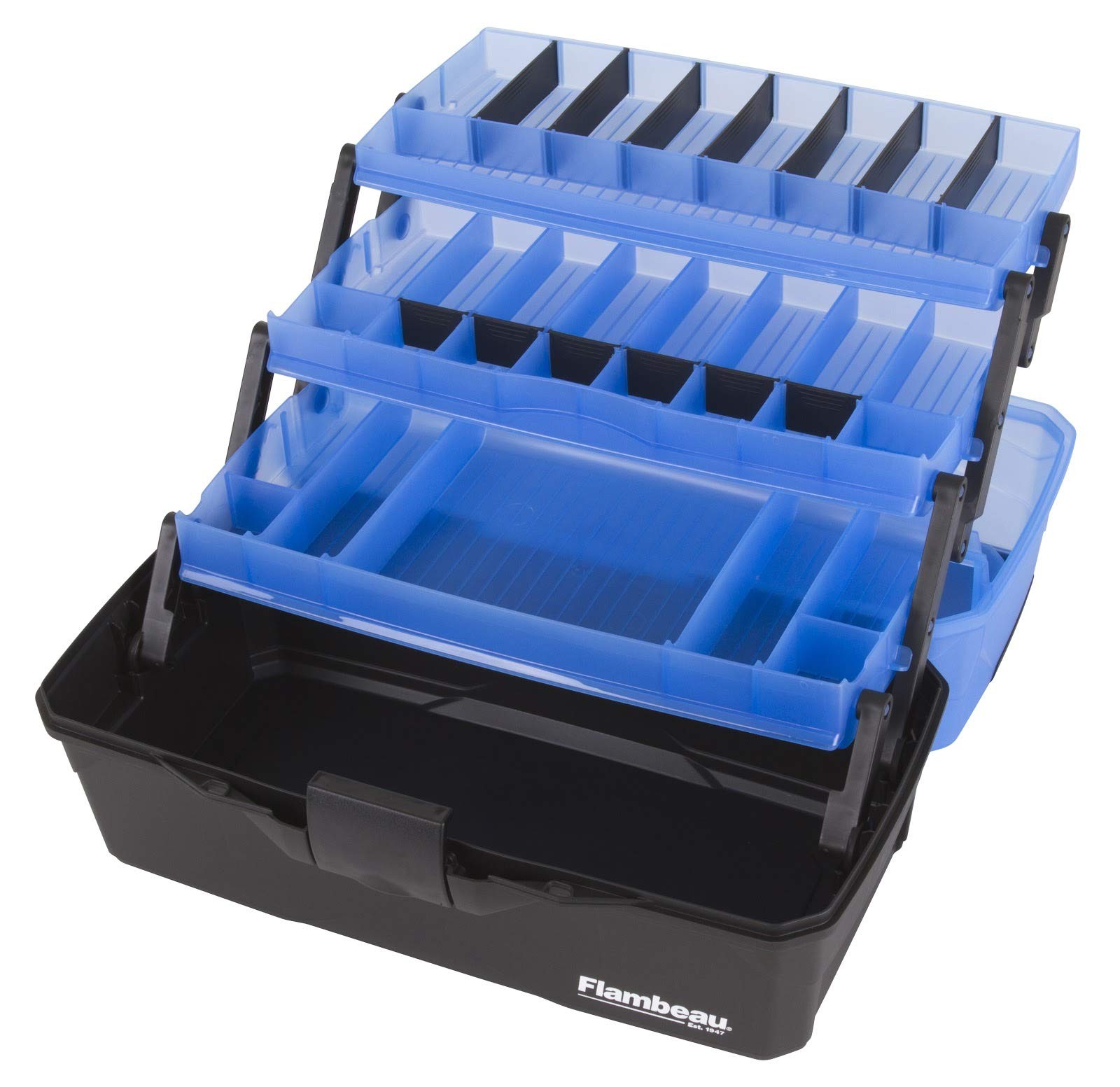 Flambeau Outdoors 6383FB 3-Tray Tackle Box – Classic 3-Tray, Frost Blue/Black