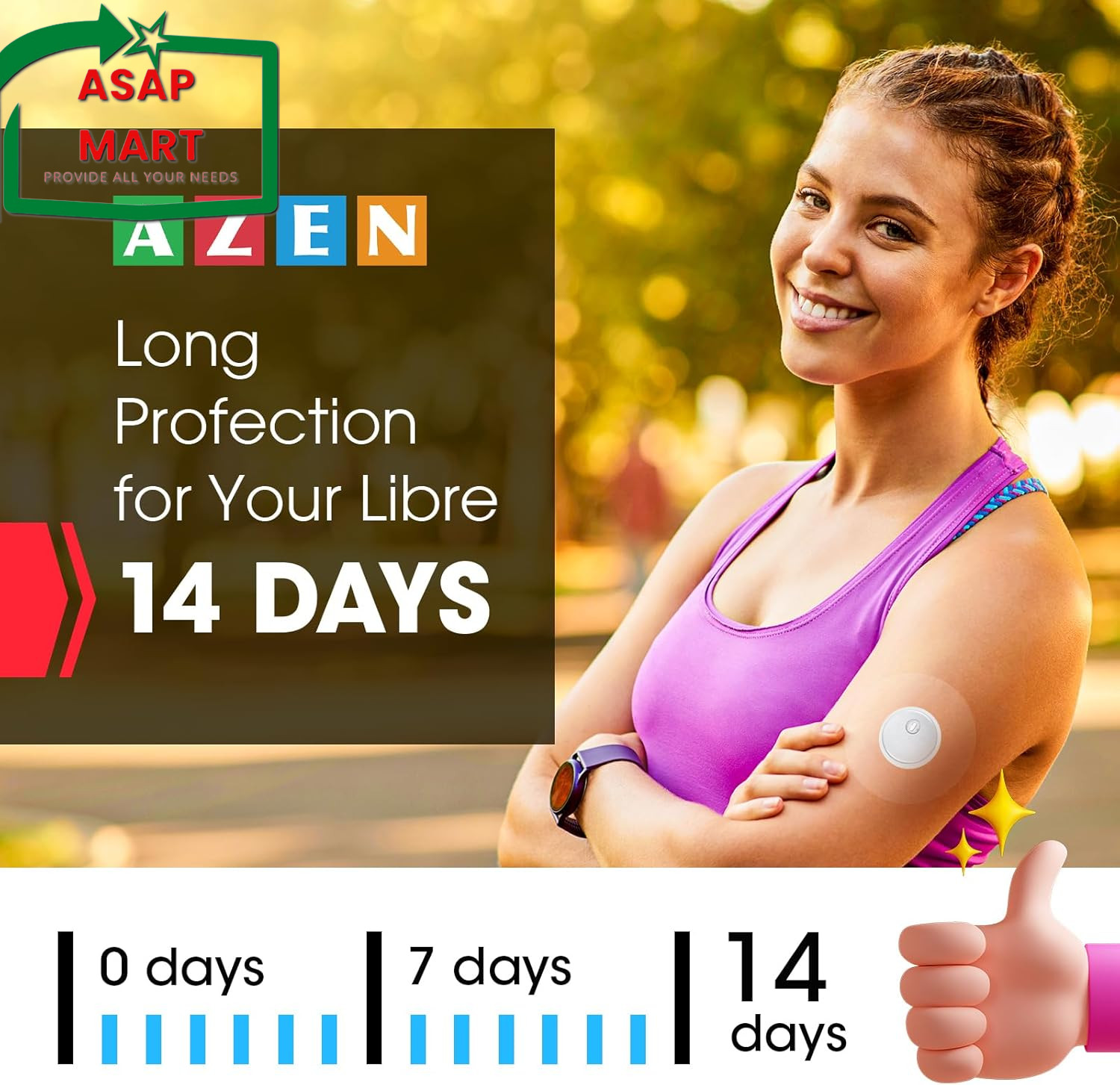 AZEN 60 Pack Freestyle Sensor Covers for Libre 3, Waterproof Adhesive Patches, A