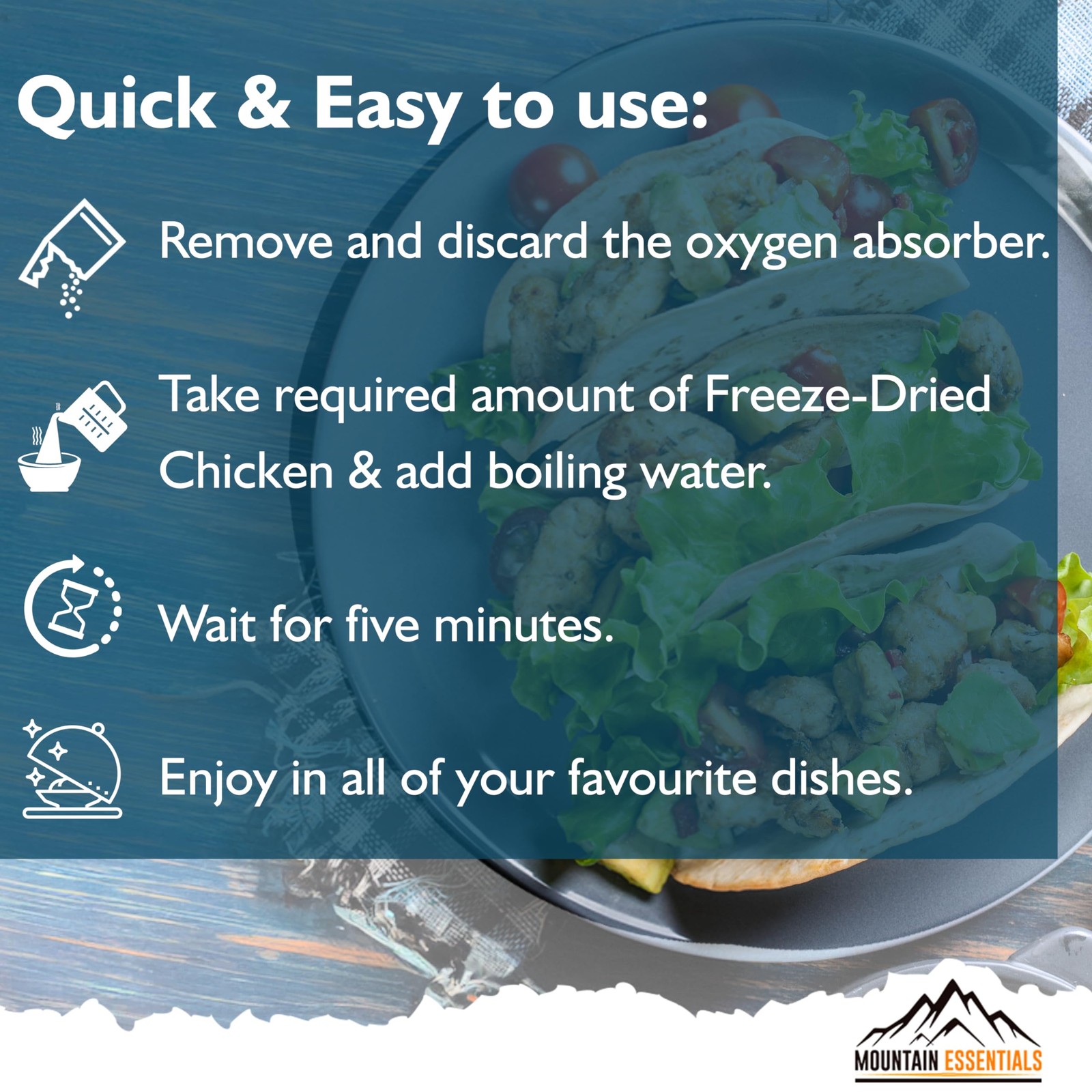 MOUNTAIN ESSENTIALS Freeze-Dried Diced Chicken – Fully Cooked and Pack of 1