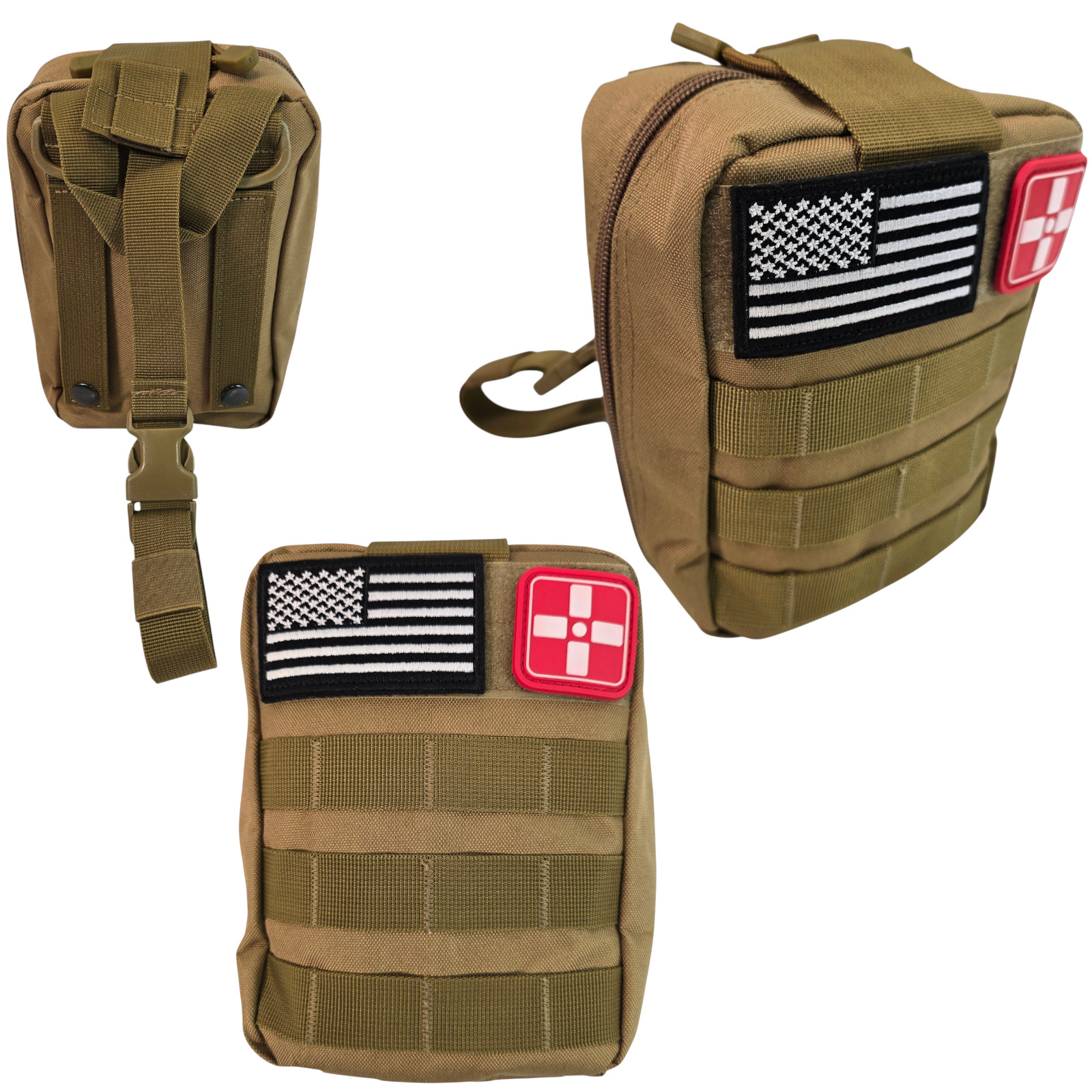 Emergency Survival Kit First Aid Bug Out Military Prepper Brown Molle Bag