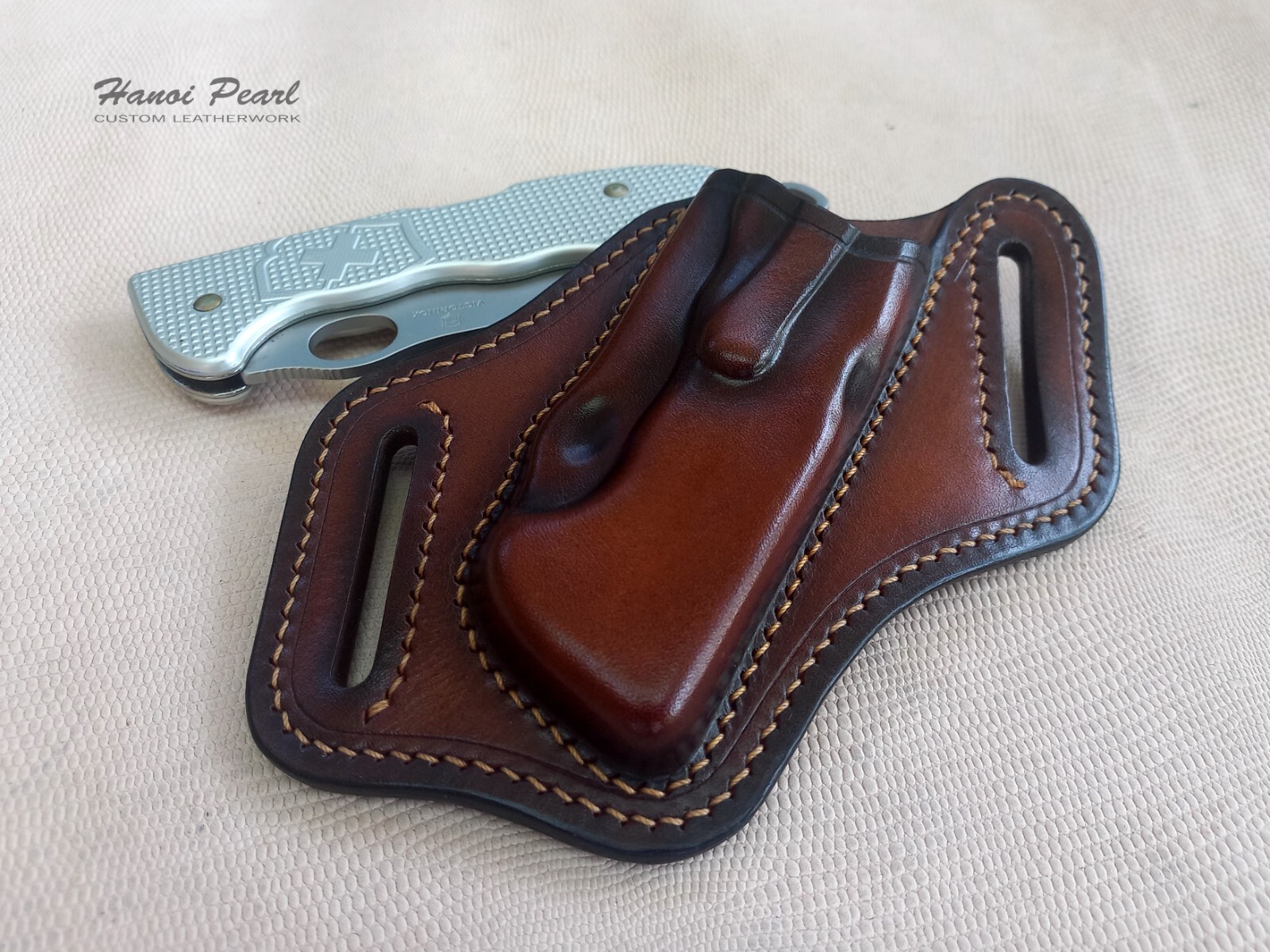 Custom Canted Leather Sheath for SAK Victorinox Hunter Pro Alox [Sheath Only]