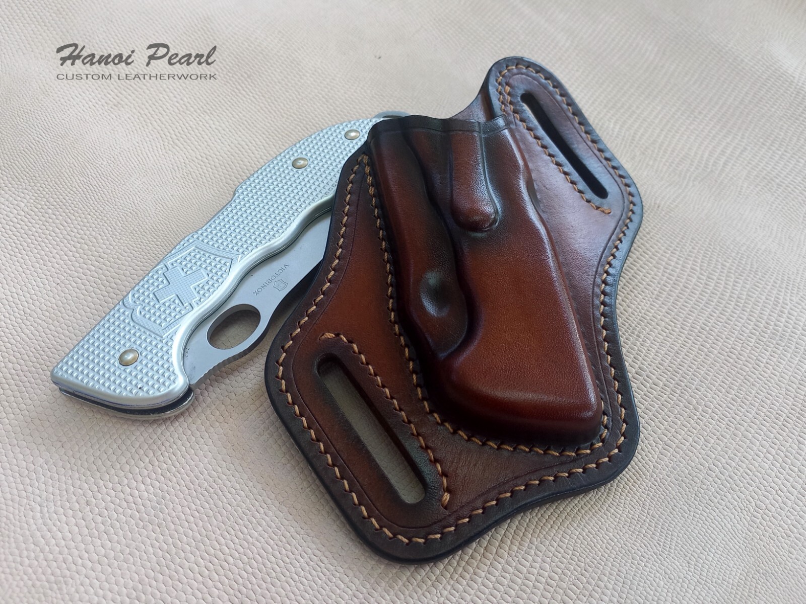 Custom Canted Leather Sheath for SAK Victorinox Hunter Pro Alox [Sheath Only]