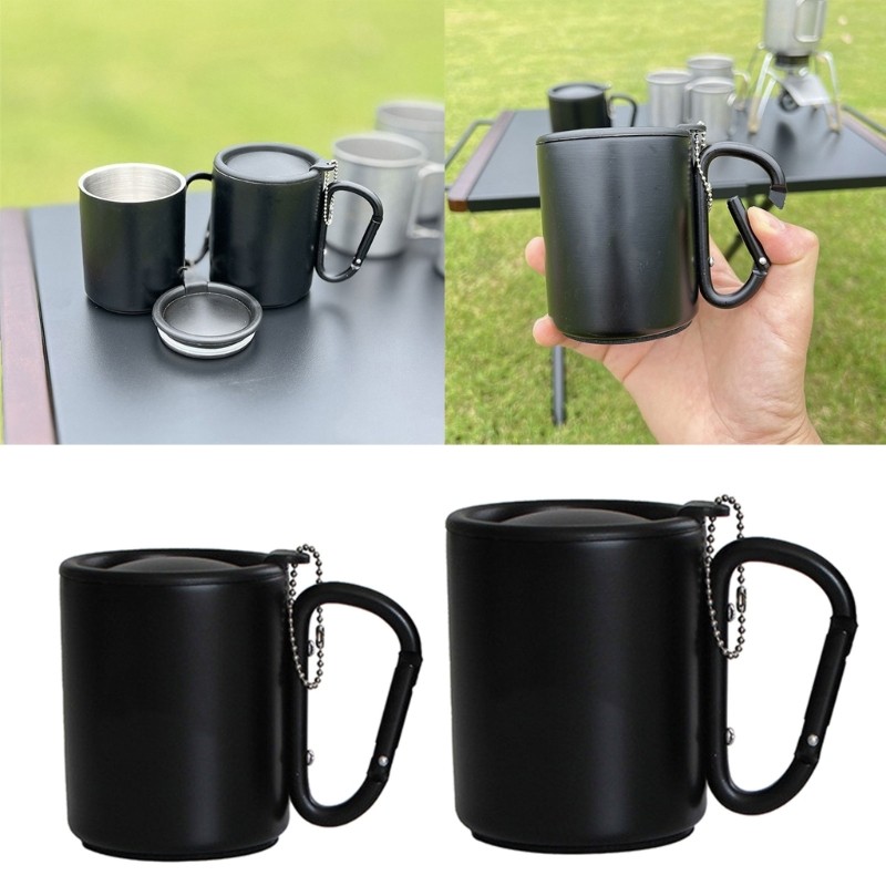 Carabiner Hook Handle Mug with Lid Outdoor Travel Coffee Mug Camping Hiking Cup