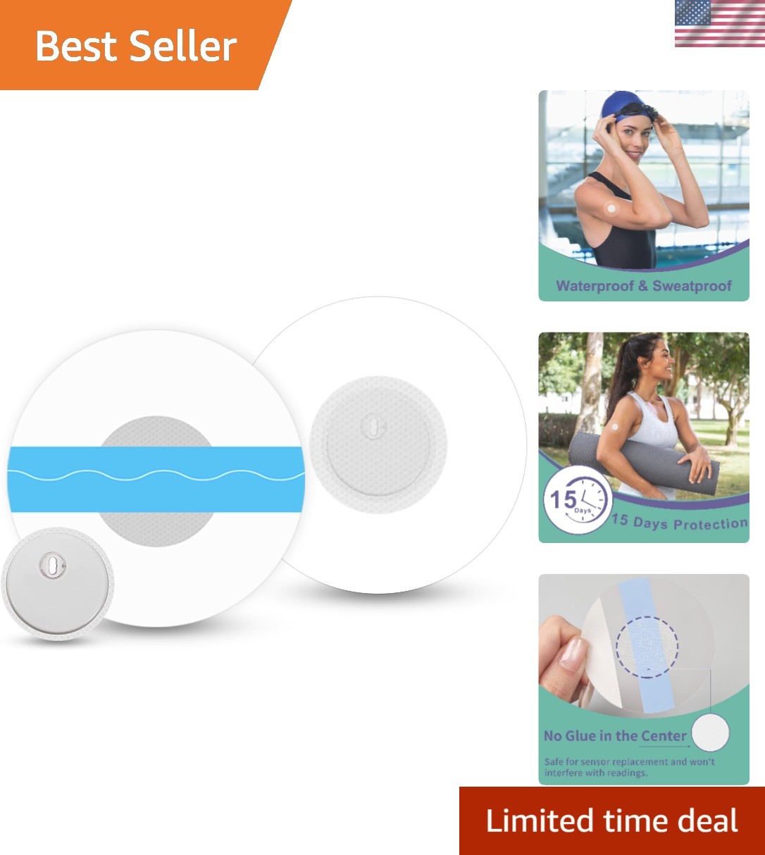 100Pack Libre 3 Plus Sensor Covers, Waterproof Freestyle Sensor Covers for Li…