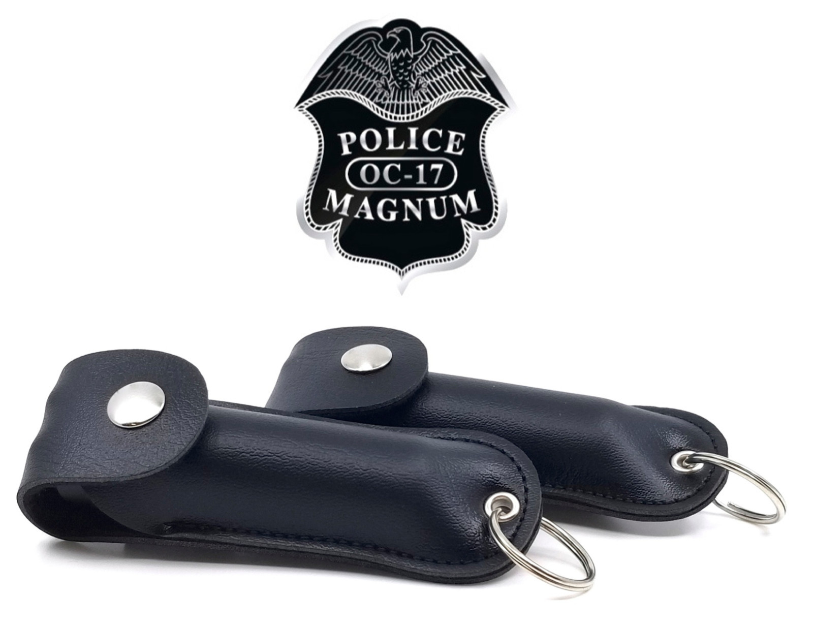 2 Police Magnum pepper spray .50oz black keychain holster defense protection